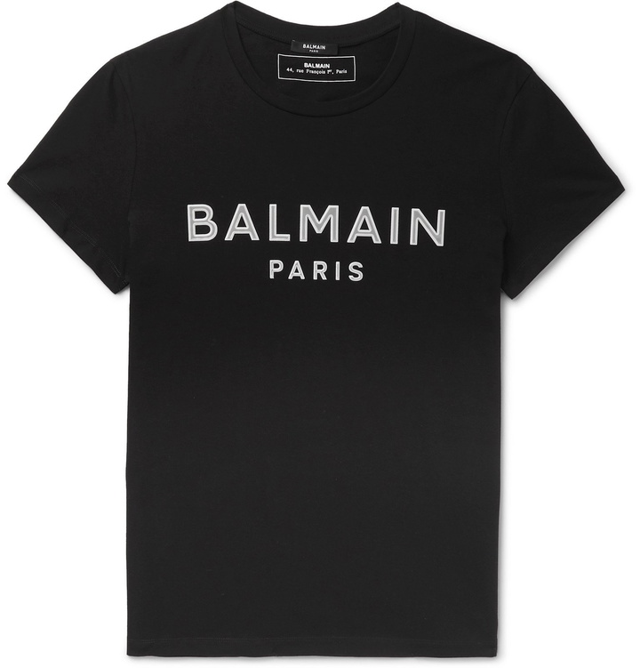 Photo: Balmain - Slim-Fit Logo-Appliquéd Cotton-Jersey T-Shirt - Black