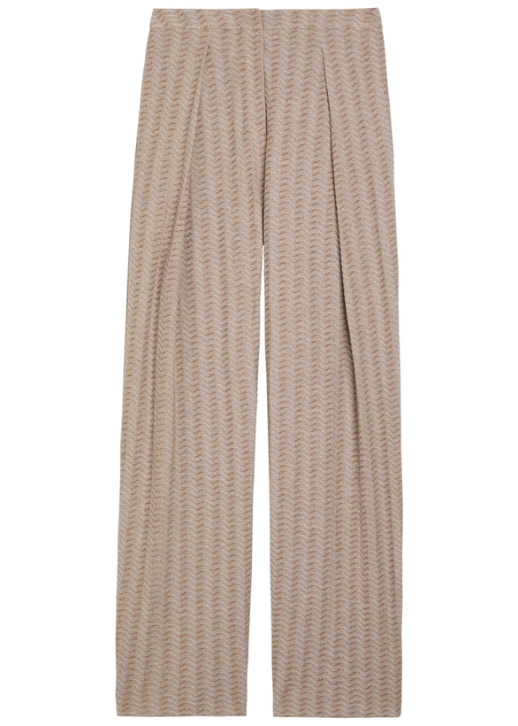 Photo: Emporio Armani Chevron-knit Straight-leg Cotton-blend Trousers Beige