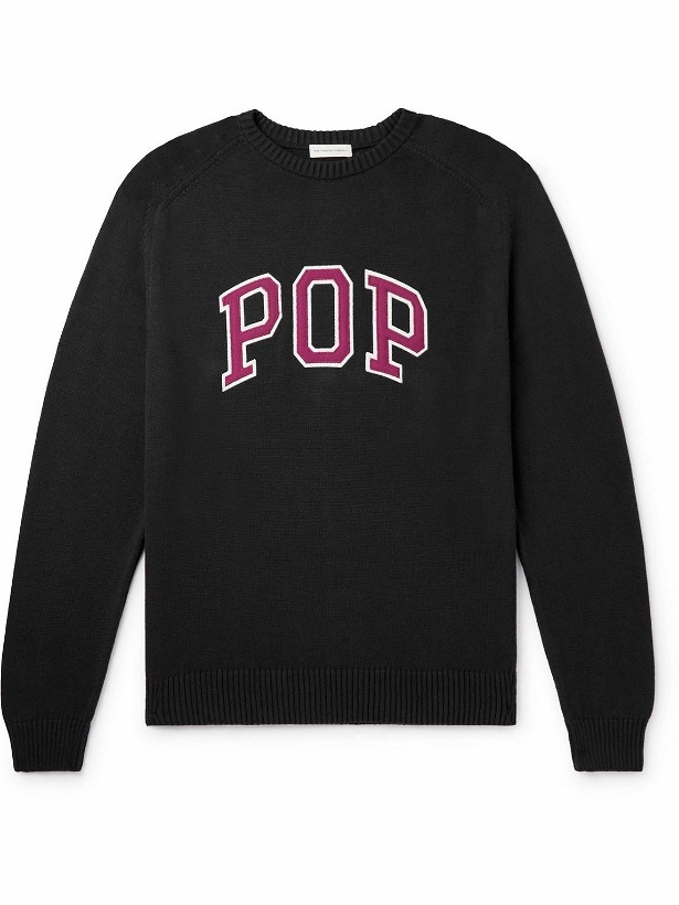 Photo: Pop Trading Company - Arch Logo-Appliquéd Cotton Sweater - Black