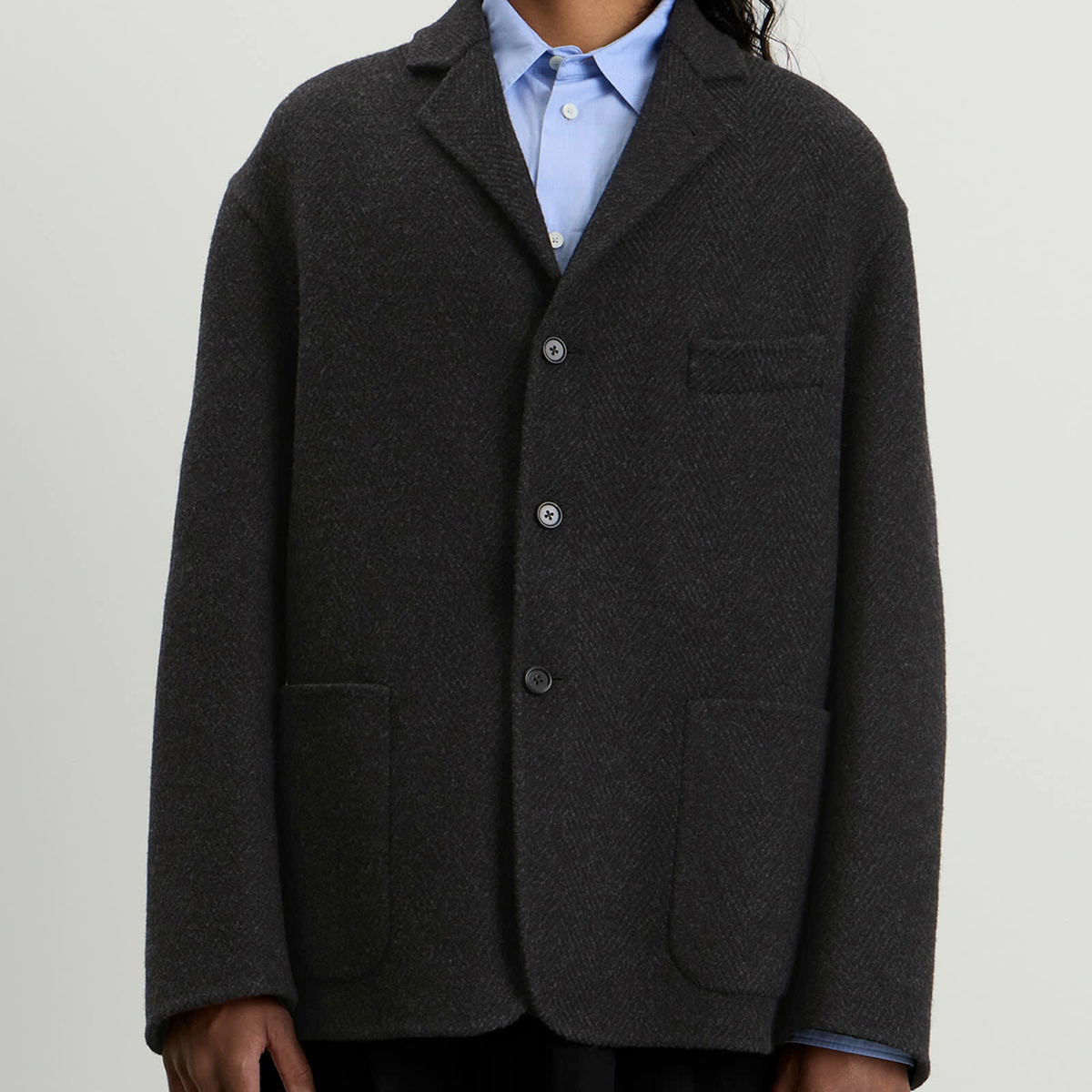 Jil Sander Men's Wool Double Faced Workwear Jacket in Magnet