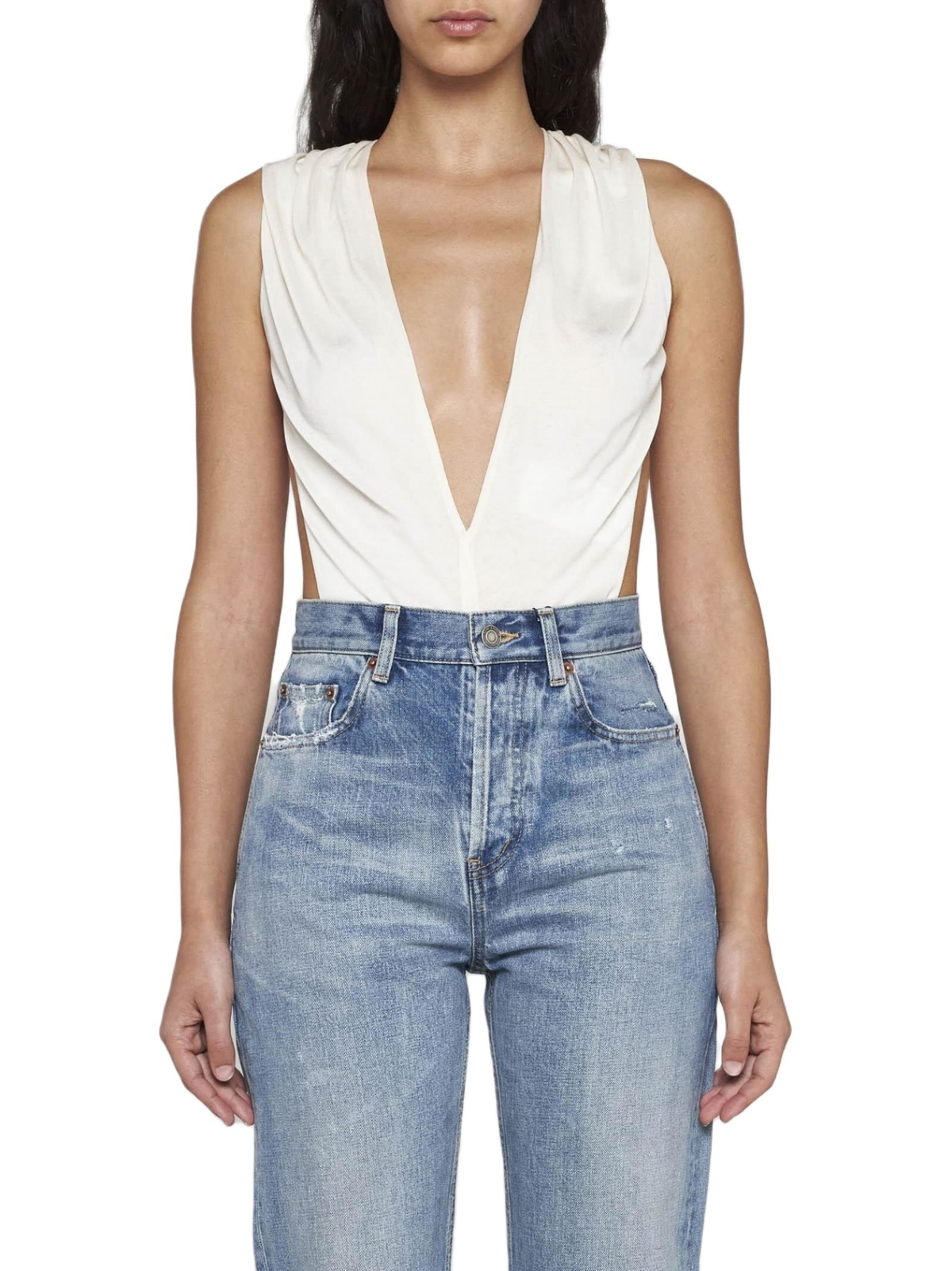 【送料&関税込】Saint Laurent Viscose Halter-neck Bodysuit Saint Laurent Viscose Halter-neck Bodysuit Saint Laurent