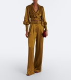 Zimmermann Belted pleated silk wide-leg pants
