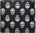 Alexander McQueen Black & White Leather Biker Skull Bifold Wallet