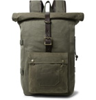 Filson - Roll-Top Tin Cloth and Leather-Trimmed Twill Backpack - Army green