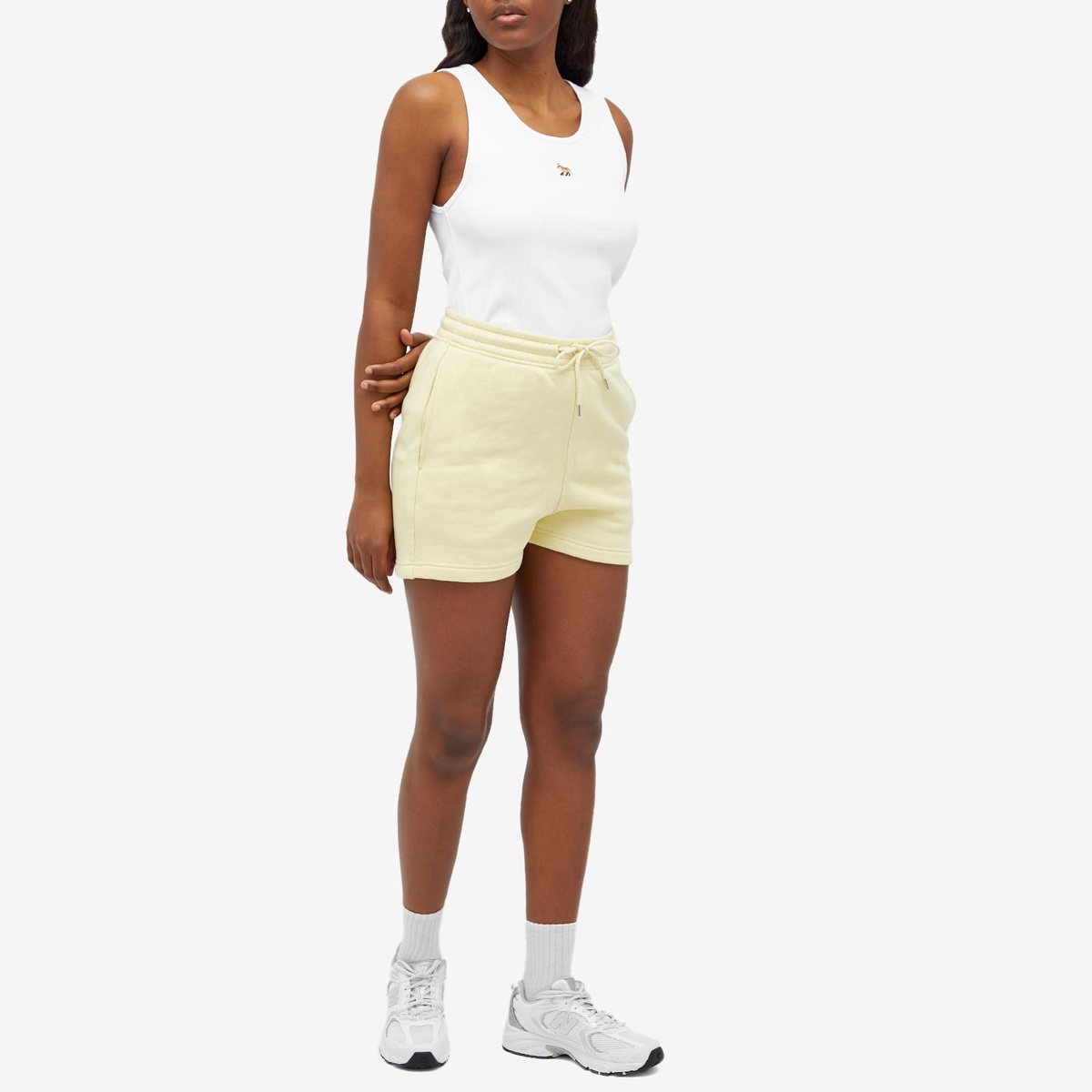 Maison Kitsuné Women's Baby Fox Ribbed Tank Vest in White
