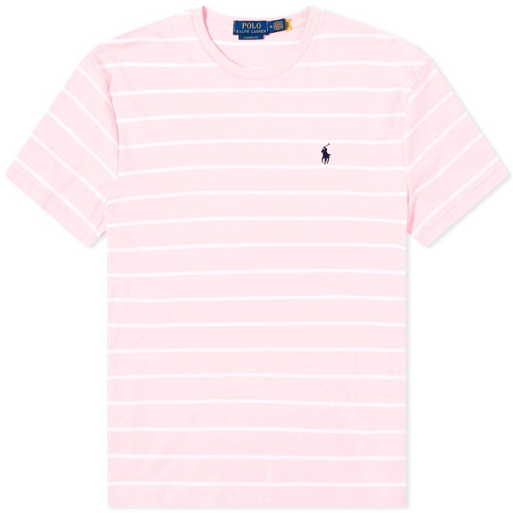 Photo: Polo Ralph Lauren Men's Stripe T-Shirt in Carmel Pink/White