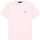 Polo Ralph Lauren Men's Stripe T-Shirt in Carmel Pink/White
