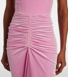 Alex Perry Ruched velvet bustier gown