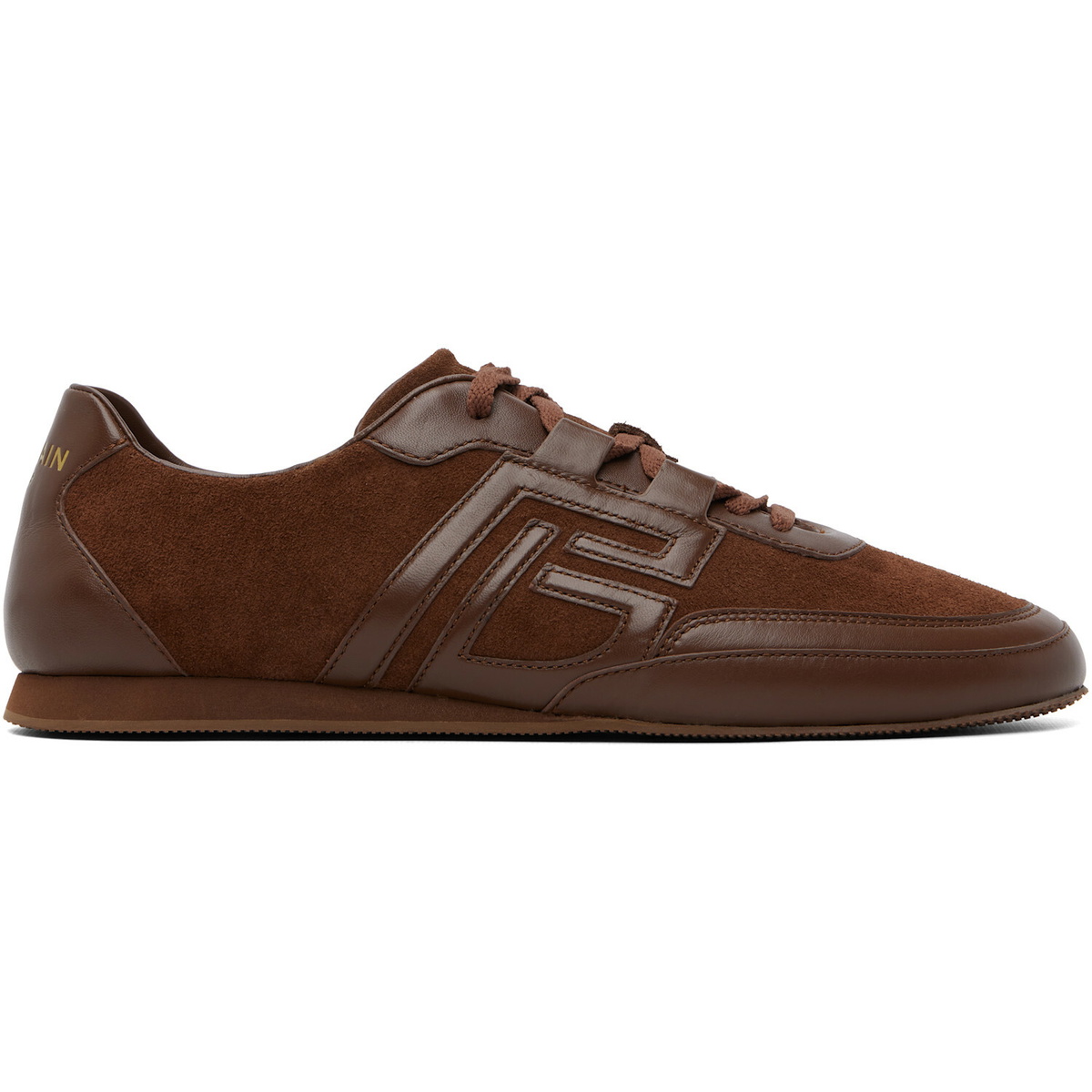BALMAIN Brown Calfskin Sneakers