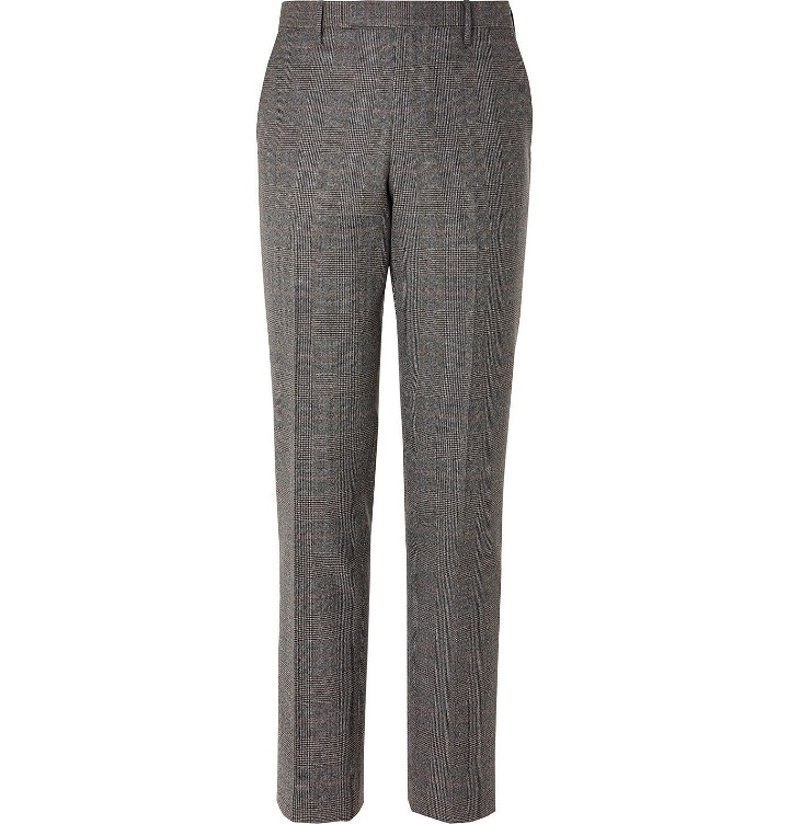 Photo: PAUL SMITH - Slim-Fit Prince of Wales Checked Wool Trousers - Gray