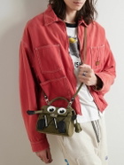 READYMADE - Dr. Woo Monster Cross-Grain Leather-Trimmed Cotton-Drill Messenger Bag