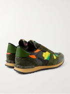 VALENTINO - Valentino Garavani Rockrunner Camouflage Suede and Leather-Trimmed Canvas Sneakers - Green