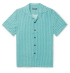 Frescobol Carioca - Camp-Collar Printed Linen Shirt - Blue