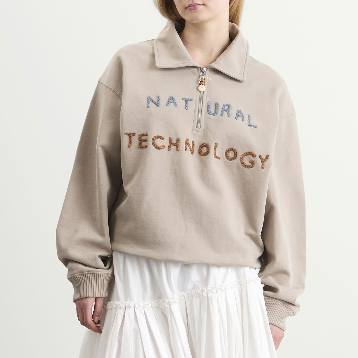 Story mfg. Women's Geo Pullover in Soft Grey