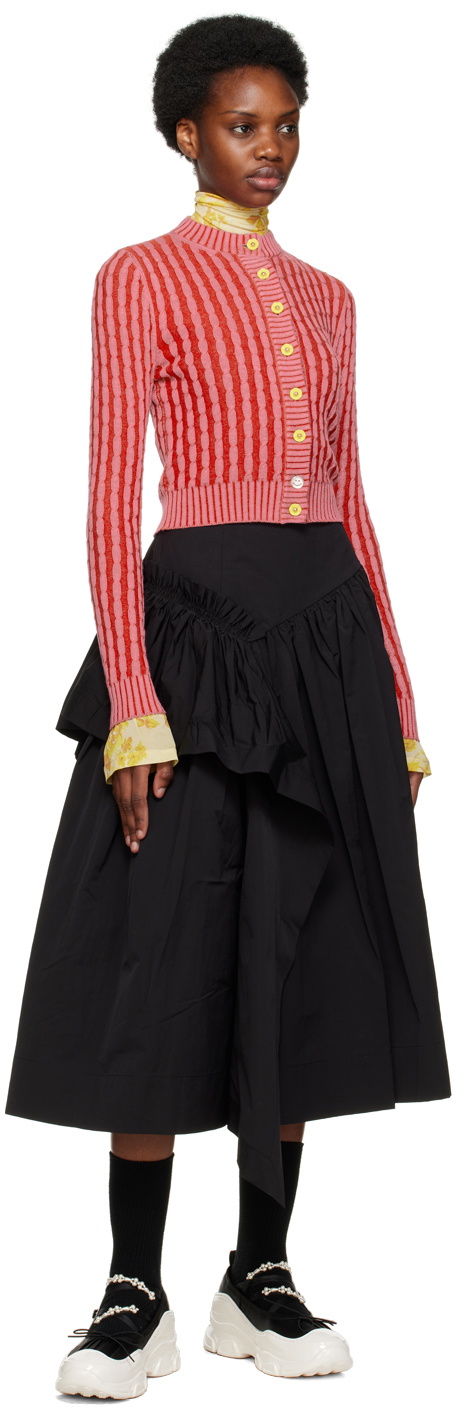 MINJUKIM Black Ruffle Midi Skirt