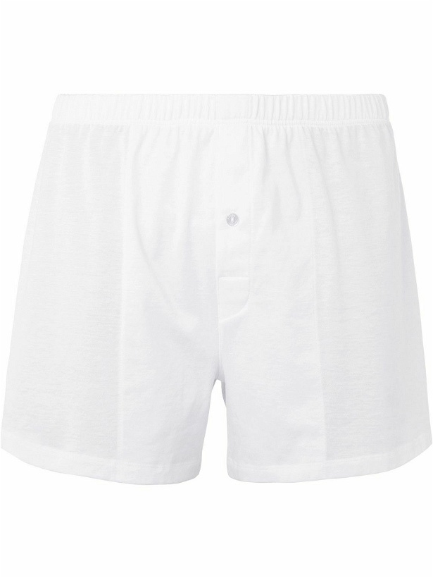 Photo: Hanro - Sporty Mercerised Cotton Boxer Shorts - White