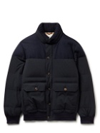 Brunello Cucinelli - Flannel-Panelled Quilted Shell Down Jacket - Blue
