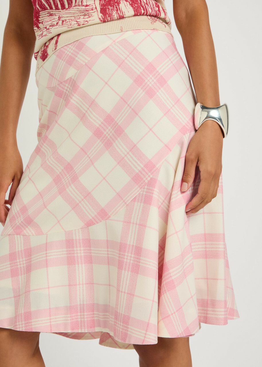 Vivienne Westwood Adder Plaid Wool-blend Crepe Midi Skirt Cream