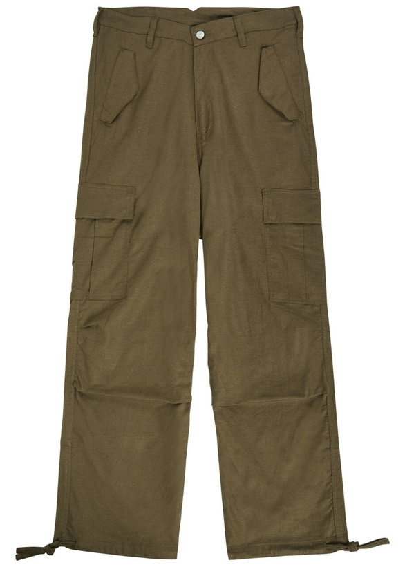 Photo: Rhude Parachute Linen-blend Cargo Trousers Olive