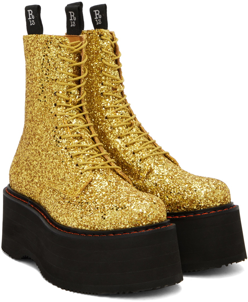 R13 Gold Double Stack Boots R13