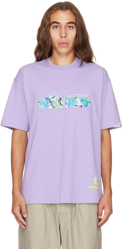 Photo: AAPE by A Bathing Ape Purple Embossed T-Shirt