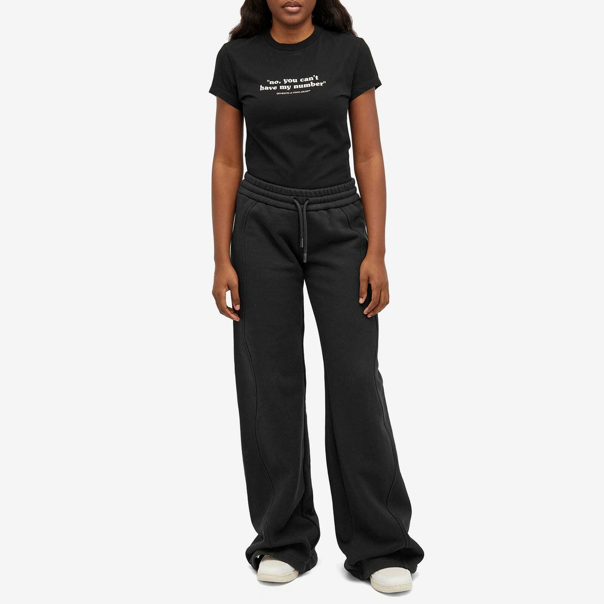 Off-White Women's Quote Number Fitted T-Shirt in Black