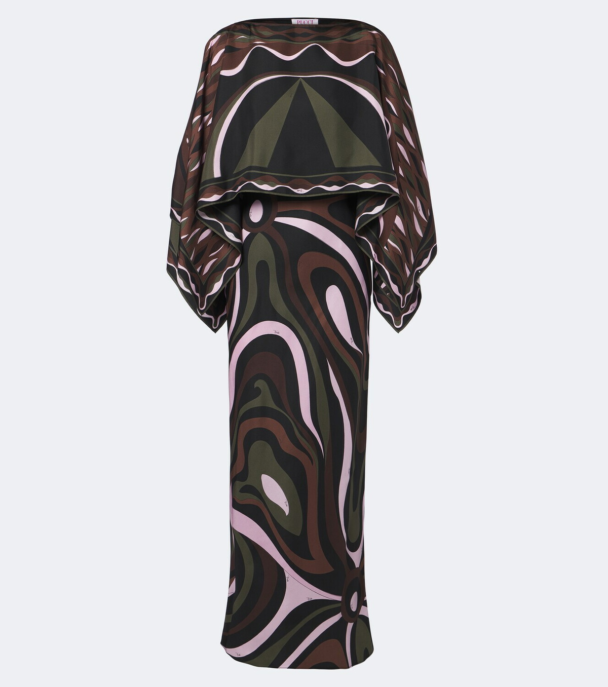 Pucci Marmo and Dune caped silk twill gown