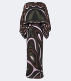 Pucci Marmo and Dune caped silk twill gown