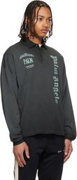 Palm Angels Black Dollar Logo Long Sleeve Polo