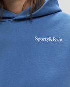 Sporty & Rich Serif Logo Embroidered Hoodie Dip Dye Blue - Mens - Hoodies