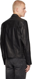 Hugo Black Slim-Fit Leather Jacket