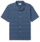 Universal Works - Camp-Collar Striped Cotton-Blend Shirt - Blue