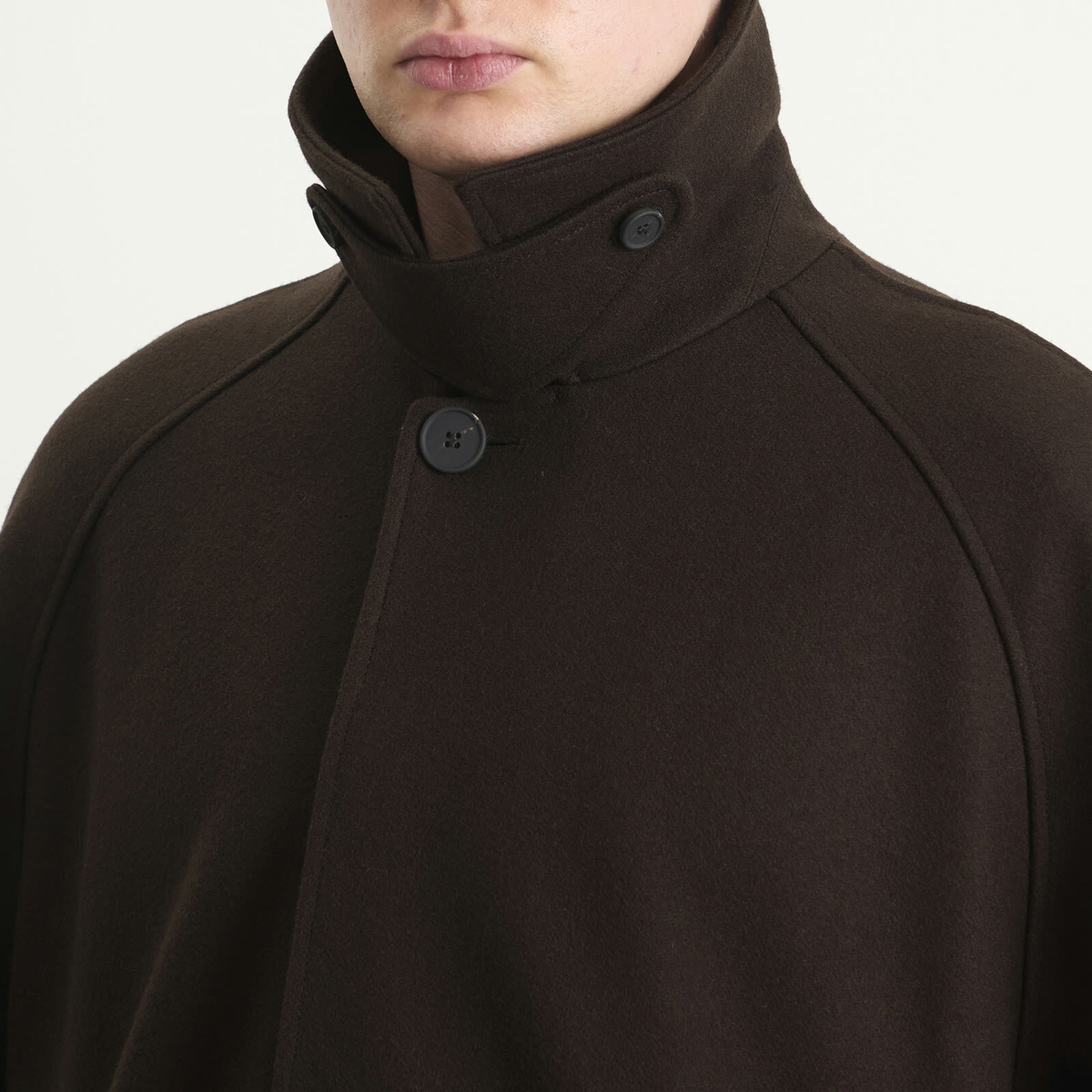 Studio Nicholson Men's Raglan Wool Coat in Espresso