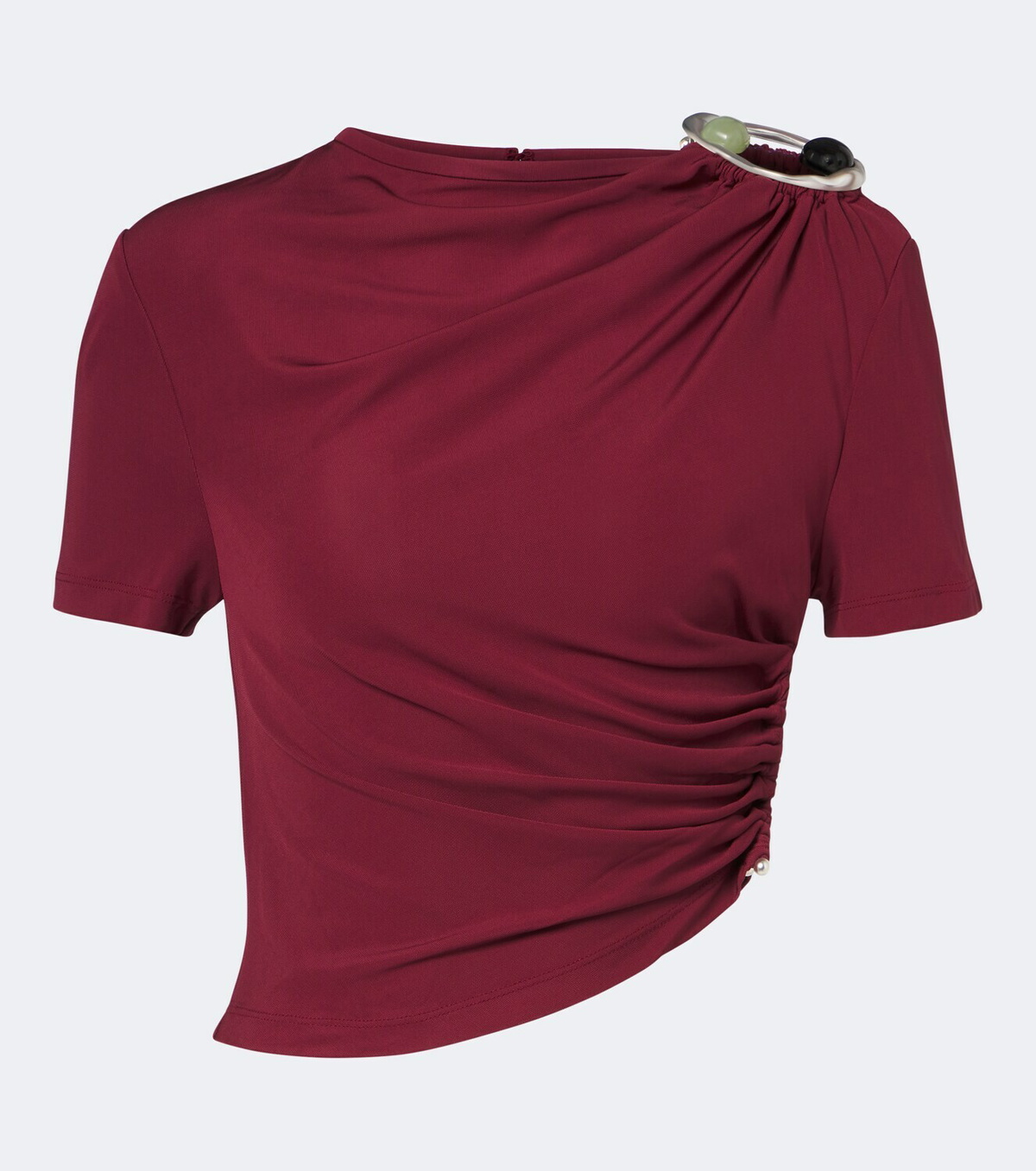 Christopher Esber Orica Crystal ruched jersey crop top