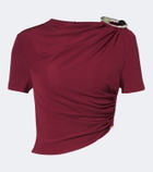 Christopher Esber Orica Crystal ruched jersey crop top
