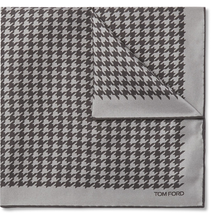 Photo: TOM FORD - Houndstooth Silk-Twill Pocket Square - Gray