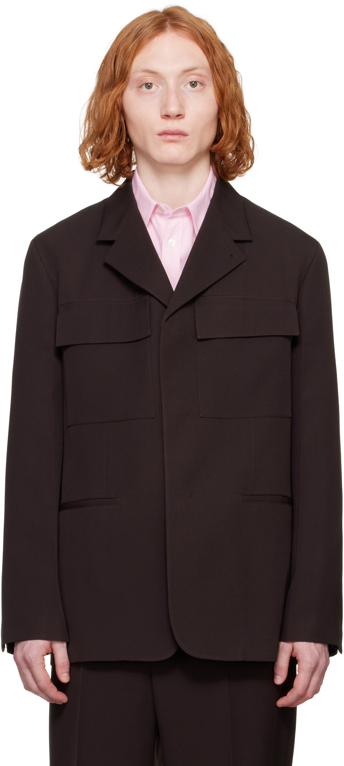 Jil Sander Brown Sharp Wool Gabardine Blazer