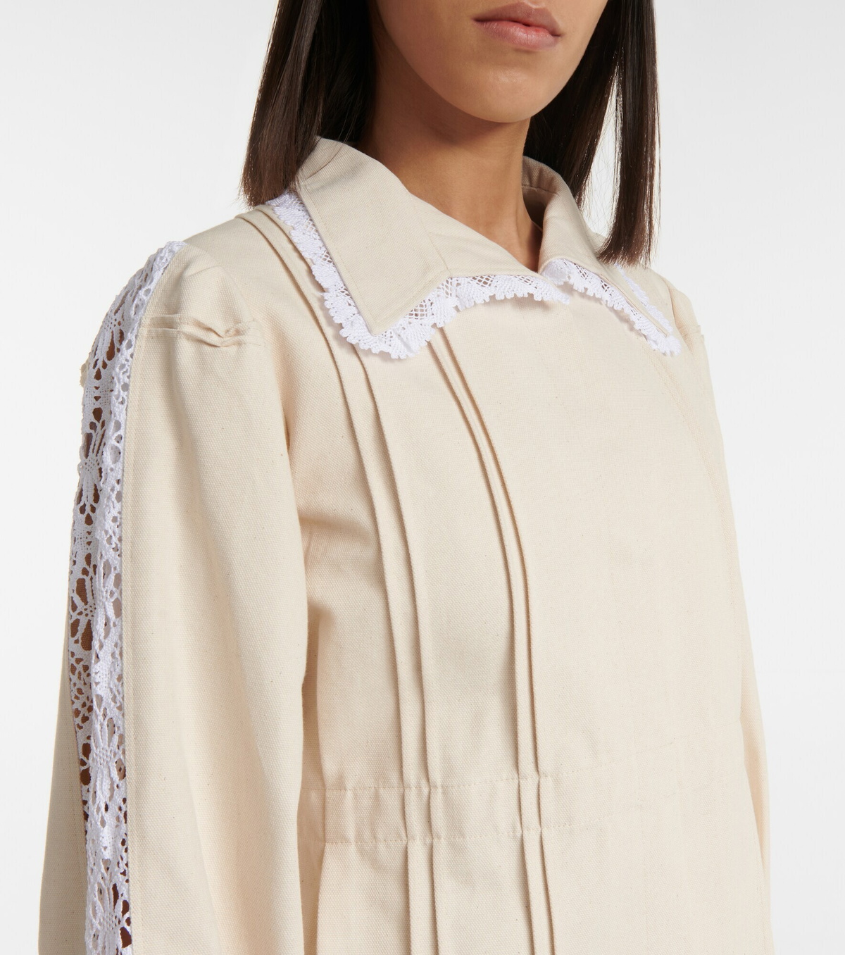 【MAISON MARGIELA】LACE-TRIM JACKET Maison Margiela - Lace-trimmed pleated cotton jacket Maison