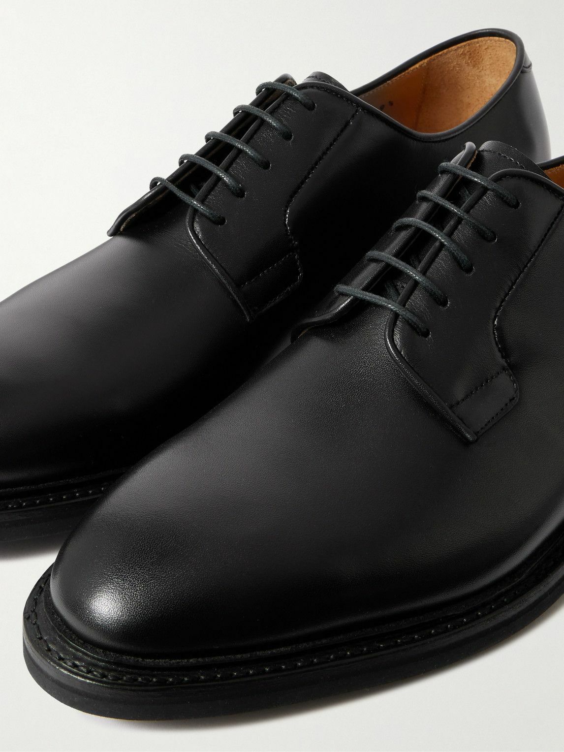 MORJAS - The Plain Toe Leather Derby Shoes - Black