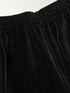 Needles - Straight-Leg Webbing-Trimmed Logo-Embroidered Cotton-Blend Velour Track Pants - Black