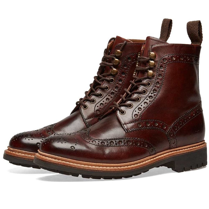 Photo: Grenson Fred C Brogue Boot Brown Hand Painted