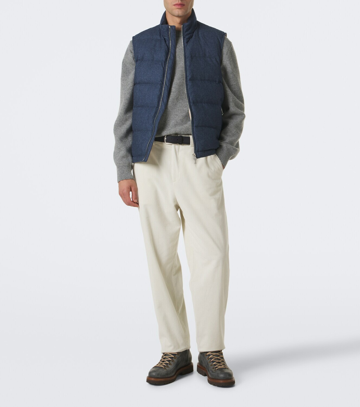 Eleventy Wool, cotton, and cashmere puffer vest