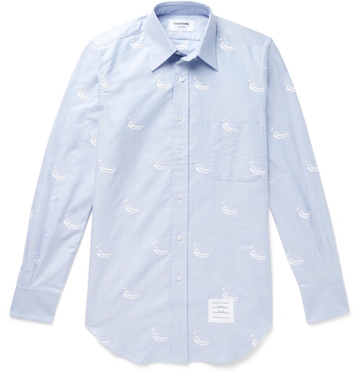 Photo: Thom Browne - Button-Down Collar Embroidered Cotton Oxford Shirt - Blue