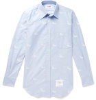 Thom Browne - Button-Down Collar Embroidered Cotton Oxford Shirt - Blue