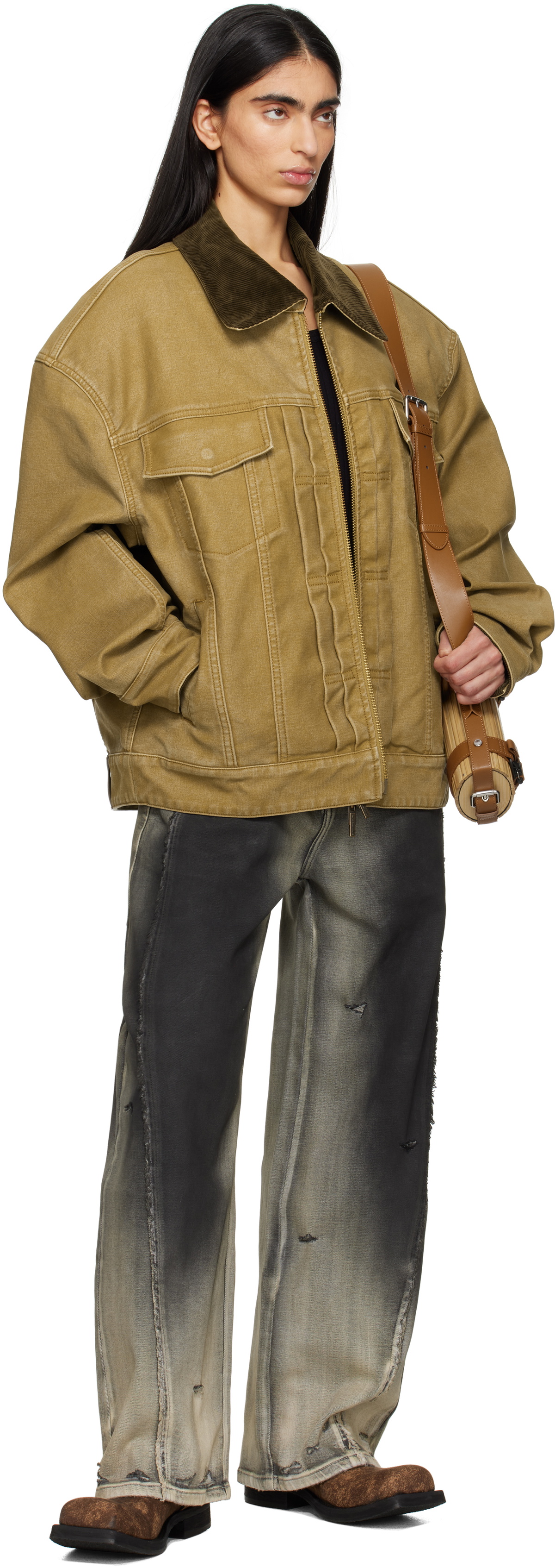 Feng Chen Wang Tan Washed Canvas Workwear Jacket