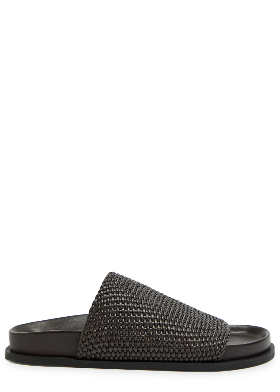 A.emery Luca Woven Leather Sliders Brown