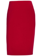 Saint Laurent Woven Midi Skirt Red