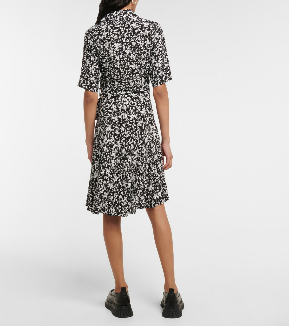 Ganni - Floral crêpe wrap minidress GANNI