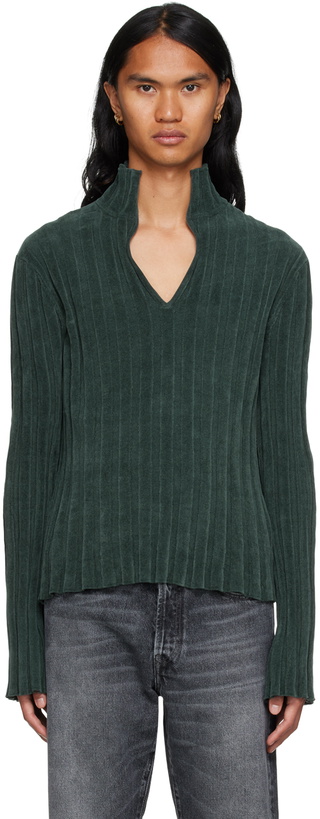 Photo: Acne Studios Green Ribbed Polo