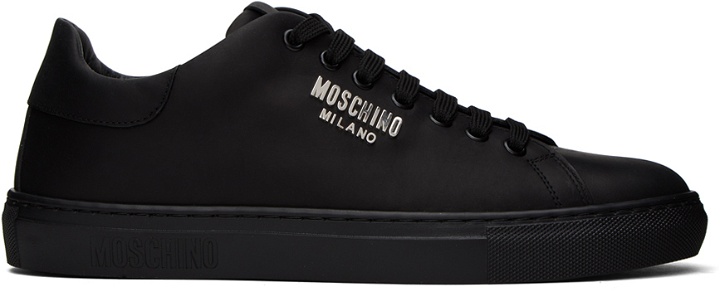 Photo: Moschino Black Leather Sneakers